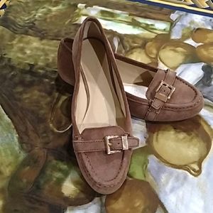 MICHAEL MICHAEL KORS Classic Buckle Suede Signature Flats Size 6.5-RARE
